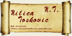 Milica Tošković vizit kartica